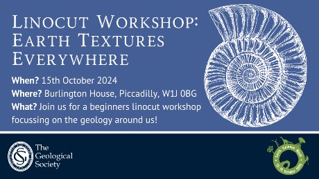 linocut workshop earth textures everywhere 15 October at Burlington house Piccadilly. Join us for a beginners linocut workshop focussing on the geology around us